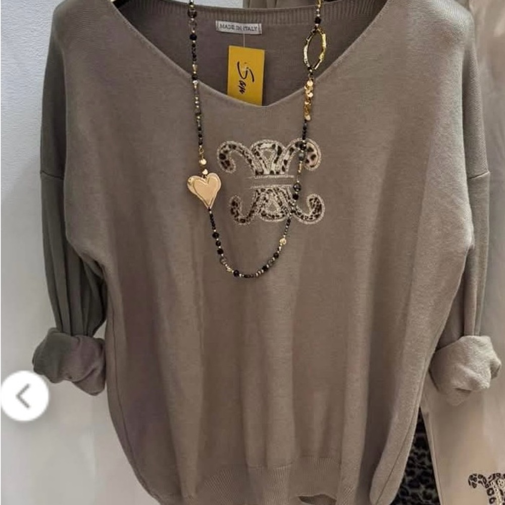 Made in Italy taupe designer sweater